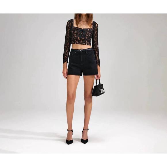 NEW SELF-PORTRAIT cord lace top in black